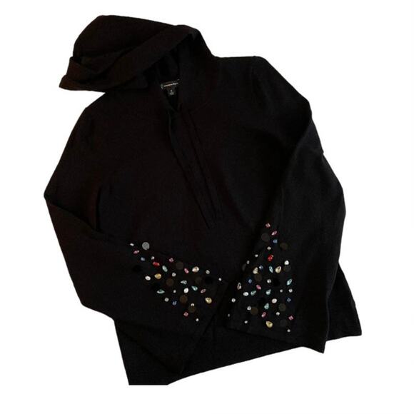 INC International Concepts Hoodie Sweater Rhinestones‎ Bell Sleeves Size Medium - Picture 1 of 6